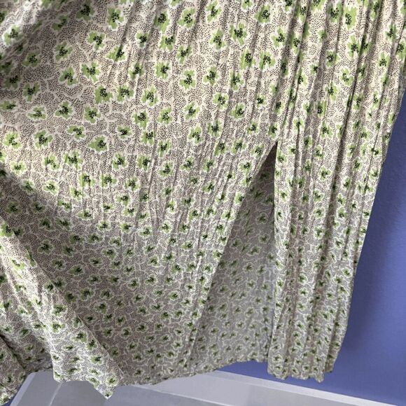 Women's Dress Forum Green Multi Pattern Small Maxi V Neck Long Sleeve Leg Slit - Picture 7 of 11